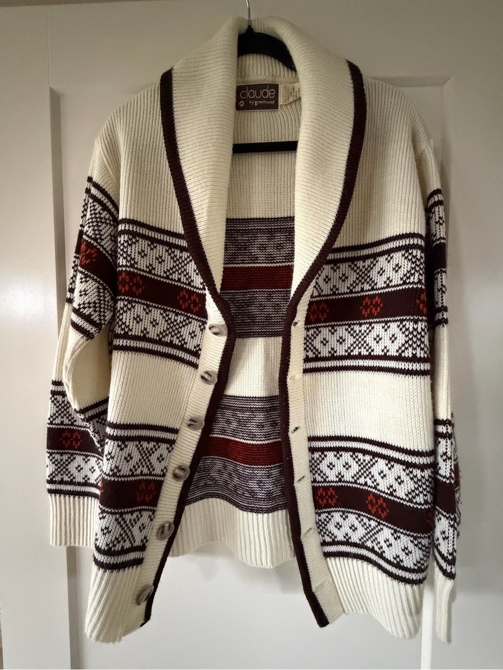 Vintage 1970s Claude by Brentwood Men’s Cardigan Sweater